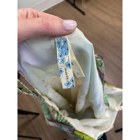 Maeve Purple Yellow Spaghetti Strap Knee Length Dress Sz 2 - Picture 5 of 5